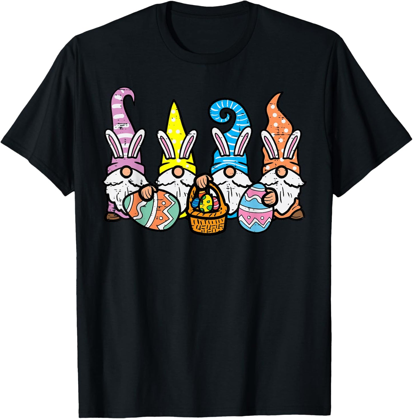 Easter Gnome Bunnies Egg Hunting Men Women Kids Boys Girls T-Shirt - T-Shirt | Black