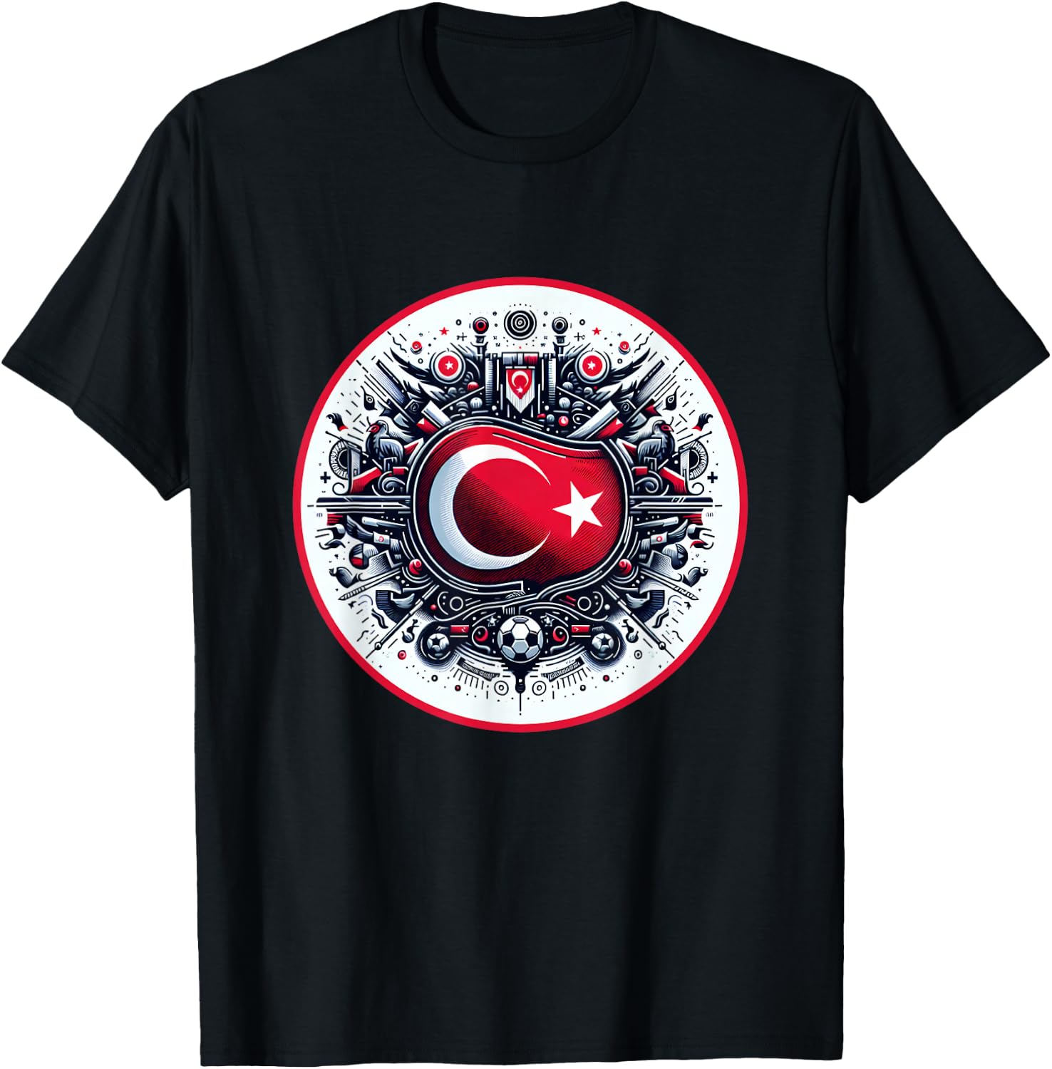 Banner Turkish Flag Turkey Türkiye Retro Art , Black, S T-Shirt - T-Shirt | Black