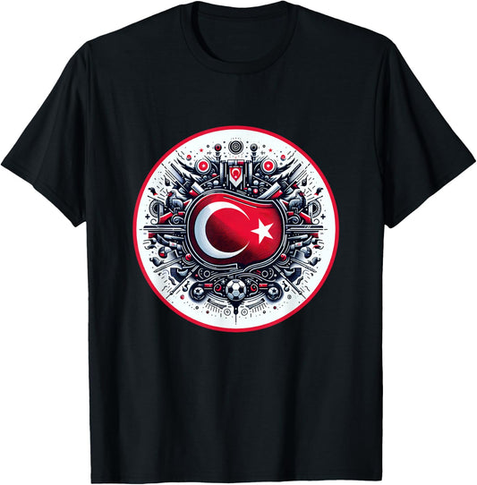Banner Turkish Flag Turkey Türkiye Retro Art , Black, S T-Shirt - T-Shirt | Black