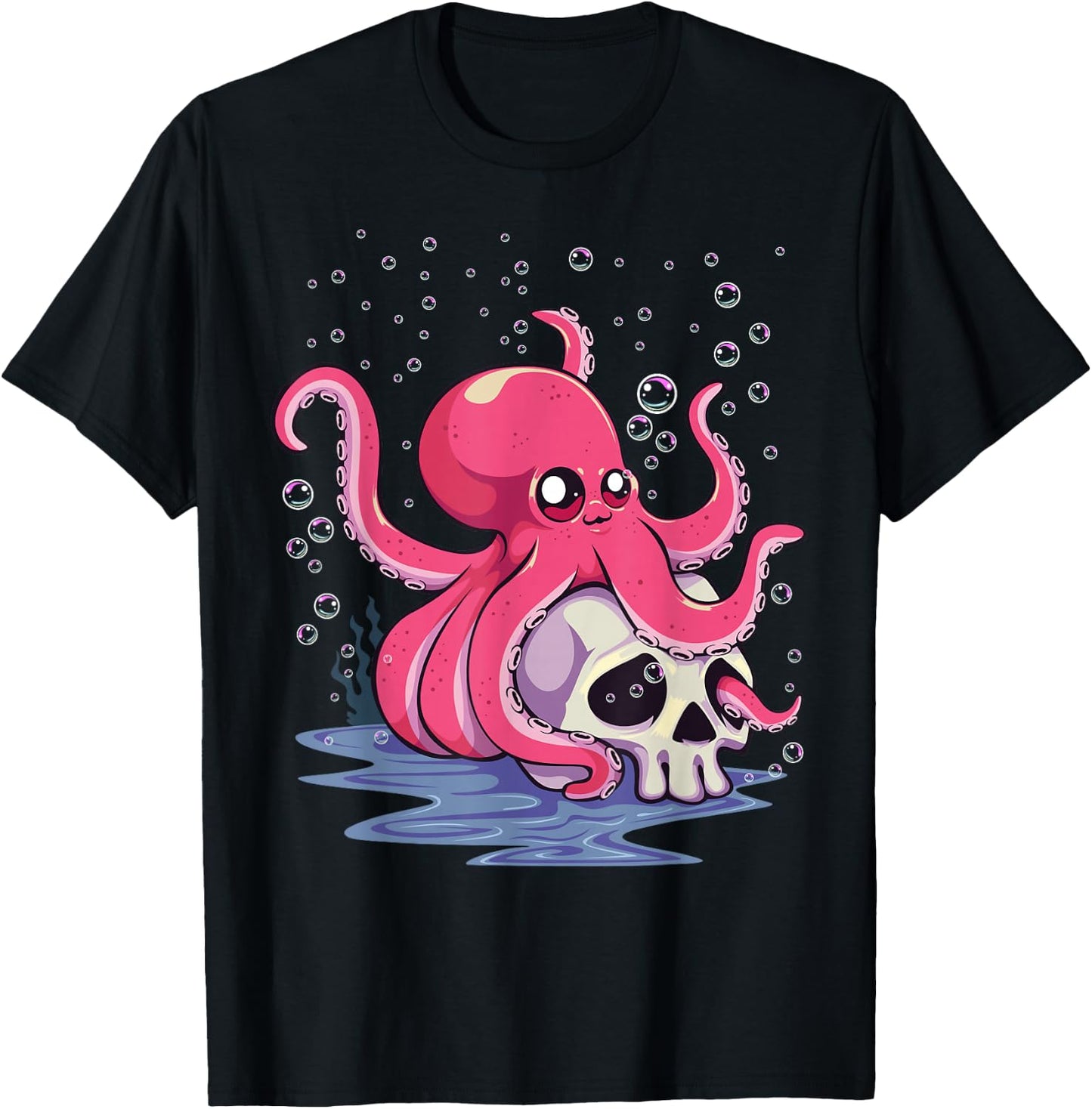 Pastel Goth Kawaii Aesthetics Anime Cute Octopus T-Shirt - T-Shirt | Black