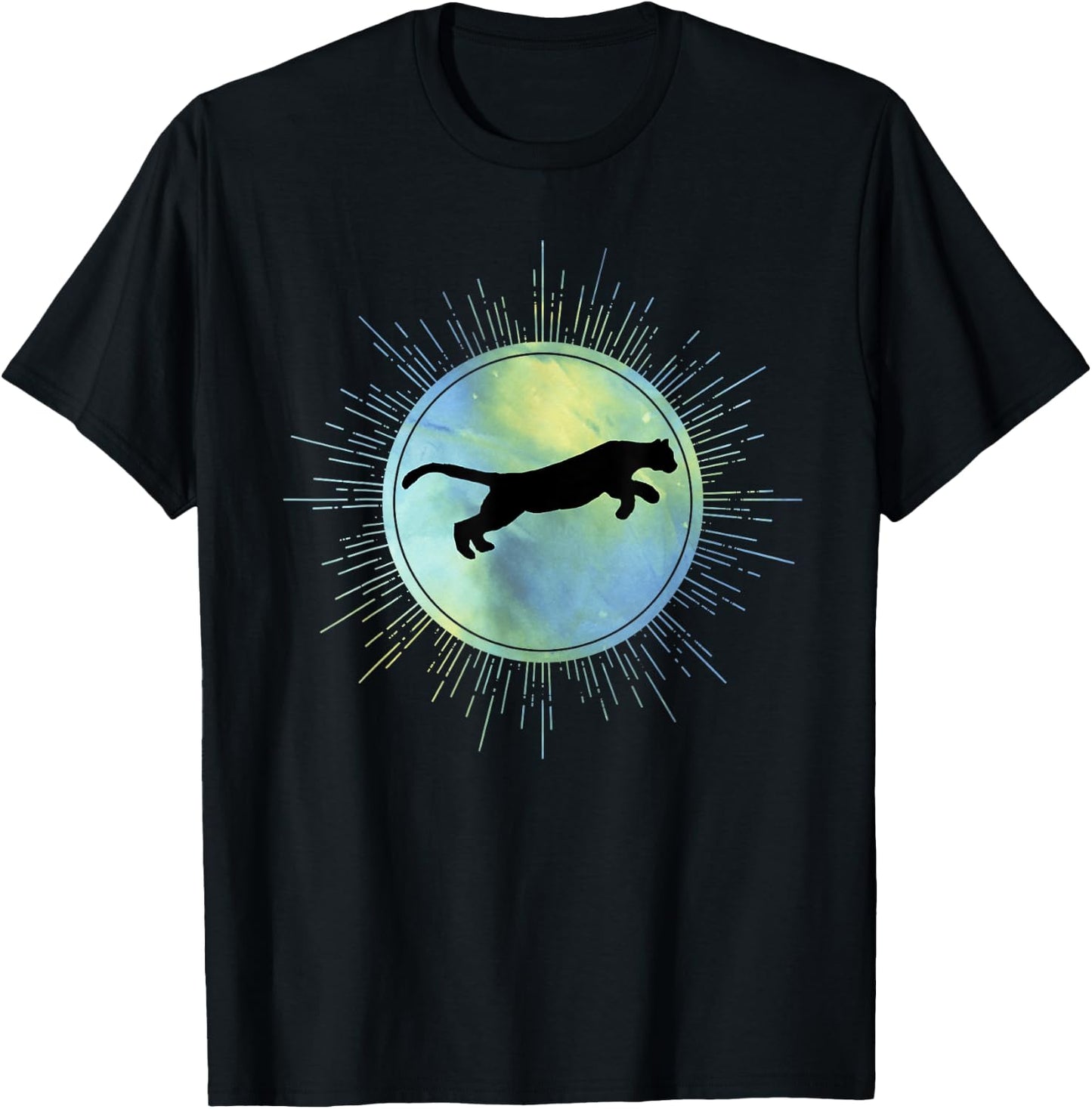 Hazy Sky Jumping Puma T-Shirt - T-Shirt | Black