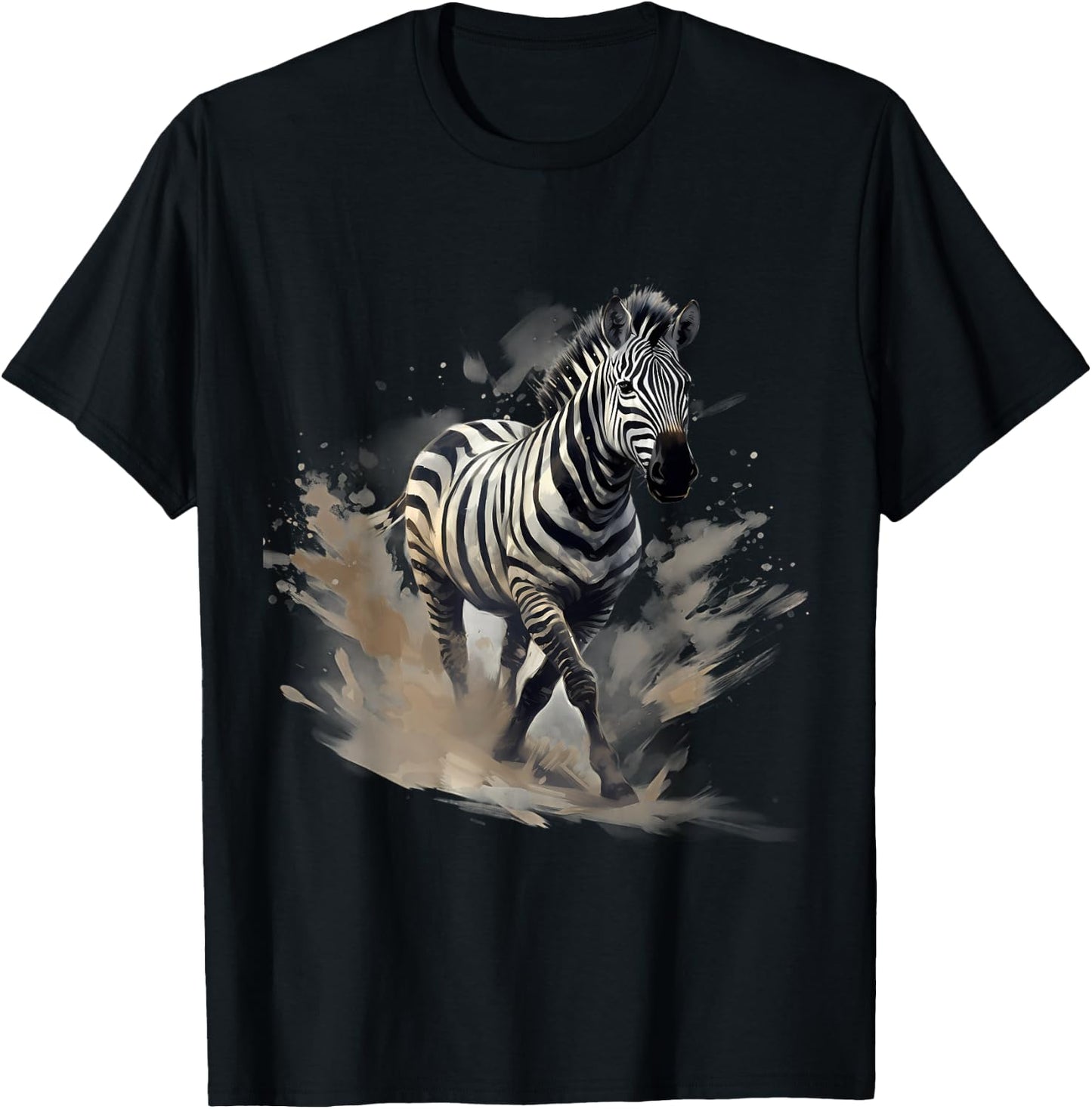 Zebra Drawing Splash Wildlife Safari African Animal Lovers T-Shirt - T-Shirt | Black