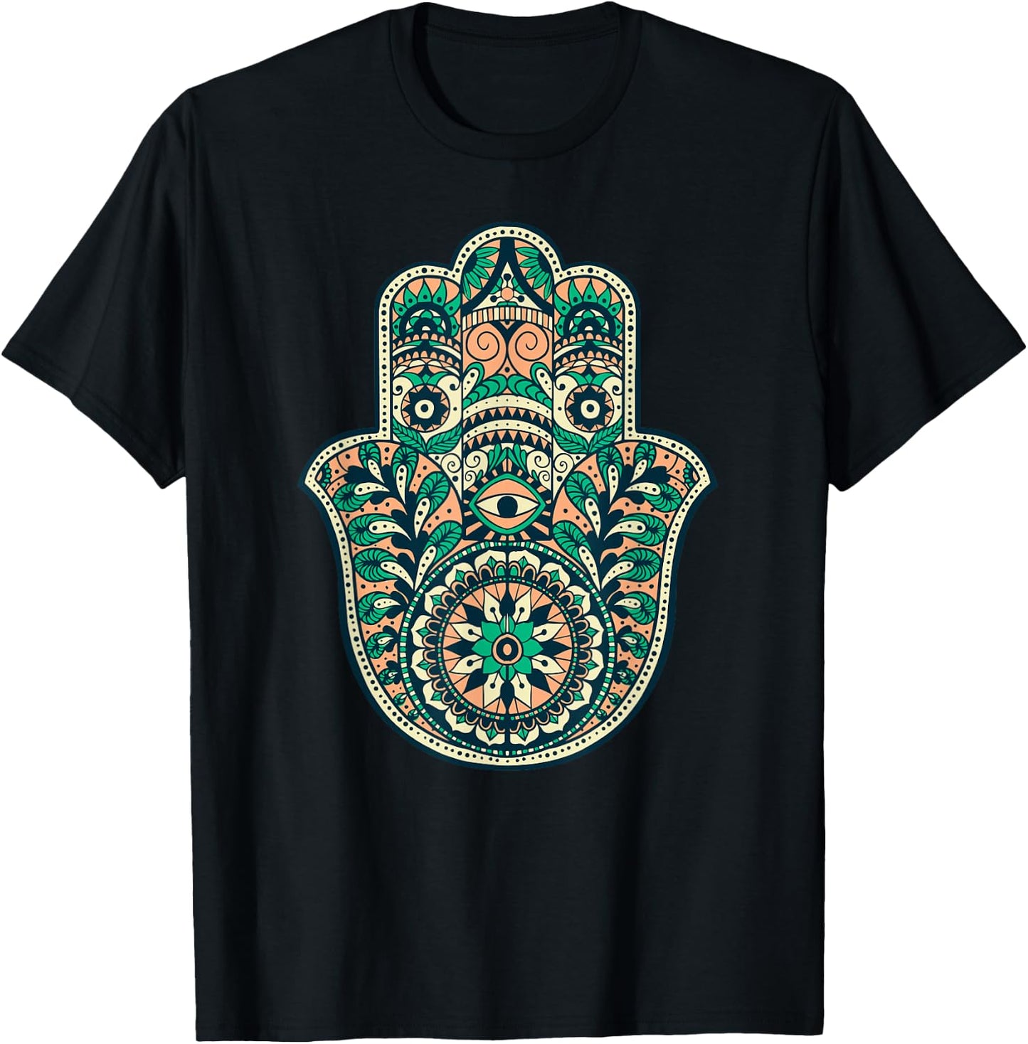 Hamsa Hand Of Fatima Oriental Islamic Symbol Yoga T-Shirt - T-Shirt | Black