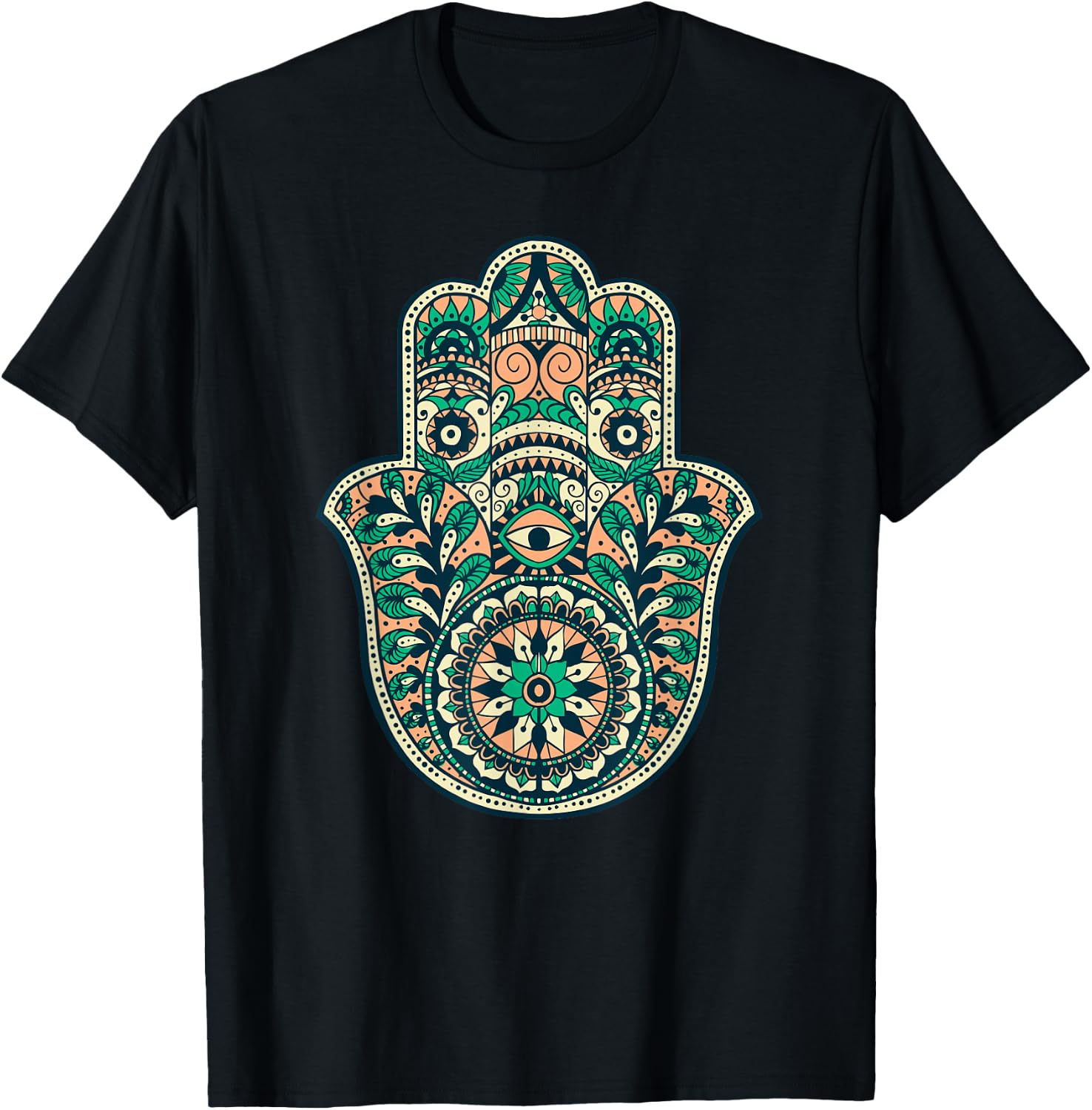 Hamsa Hand Of Fatima Oriental Islamic Symbol Yoga T-Shirt - T-Shirt | Black