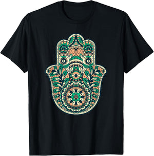 Hamsa Hand Of Fatima Oriental Islamic Symbol Yoga T-Shirt - T-Shirt | Black
