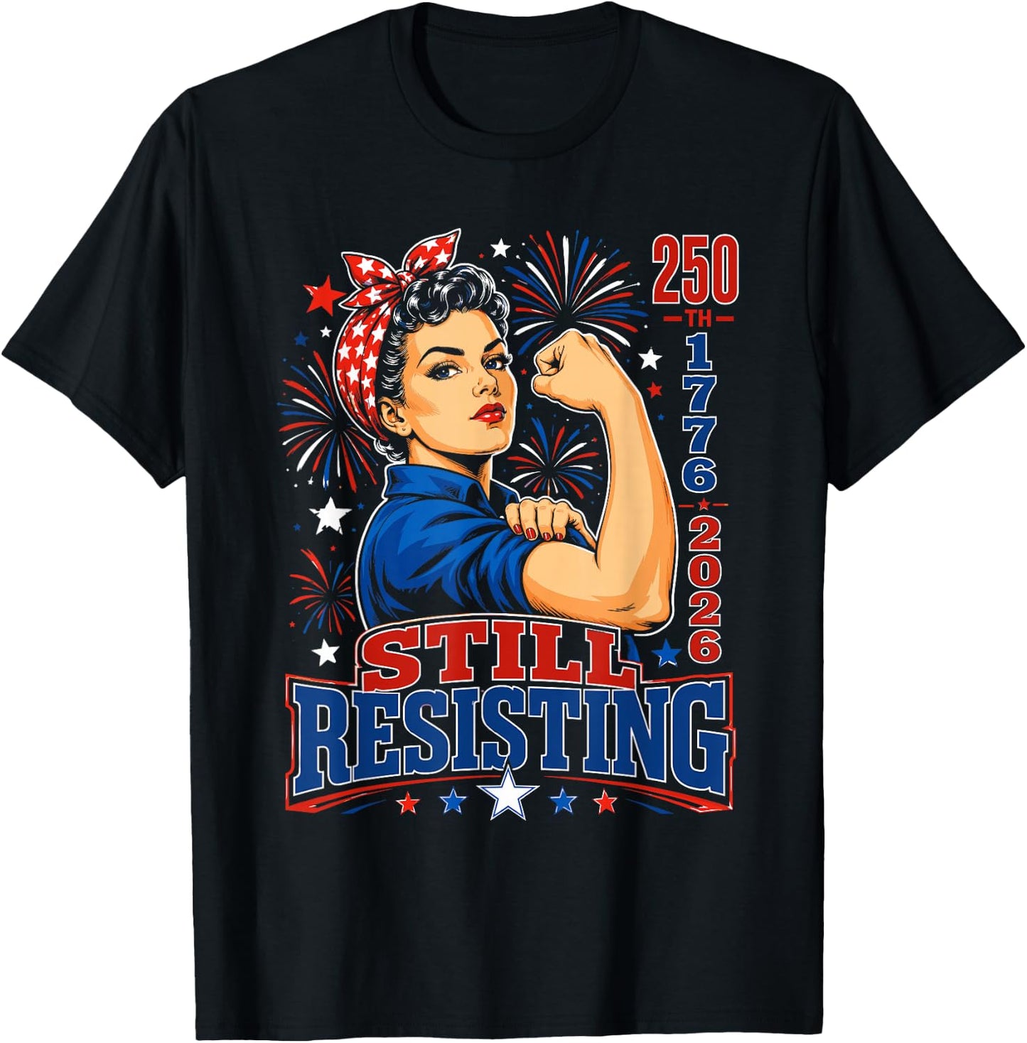Vintage Americana Rosie the Riveter USA 250th T-Shirt - T-Shirt | Black