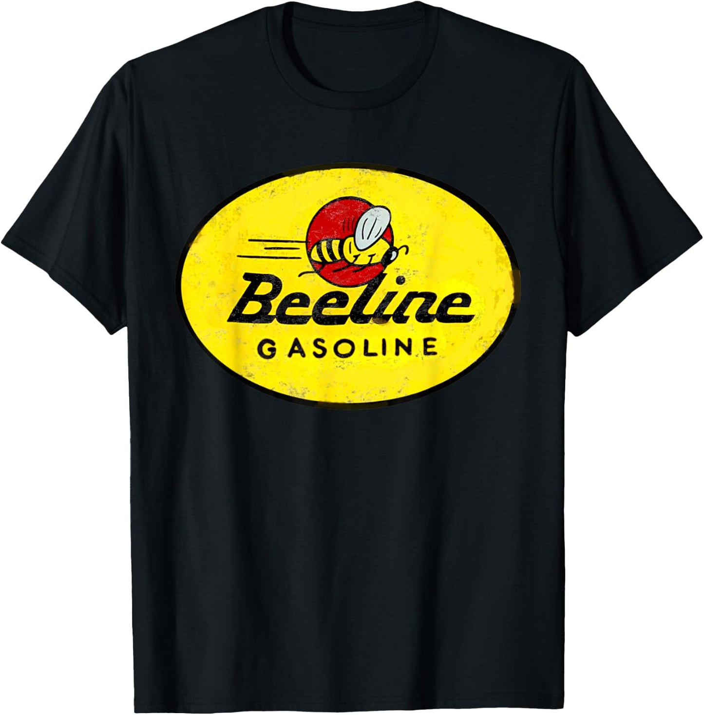 Retro Vintage Gas Station Beeline Gasoline Motor Oil Sign T-Shirt - T-Shirt | Black
