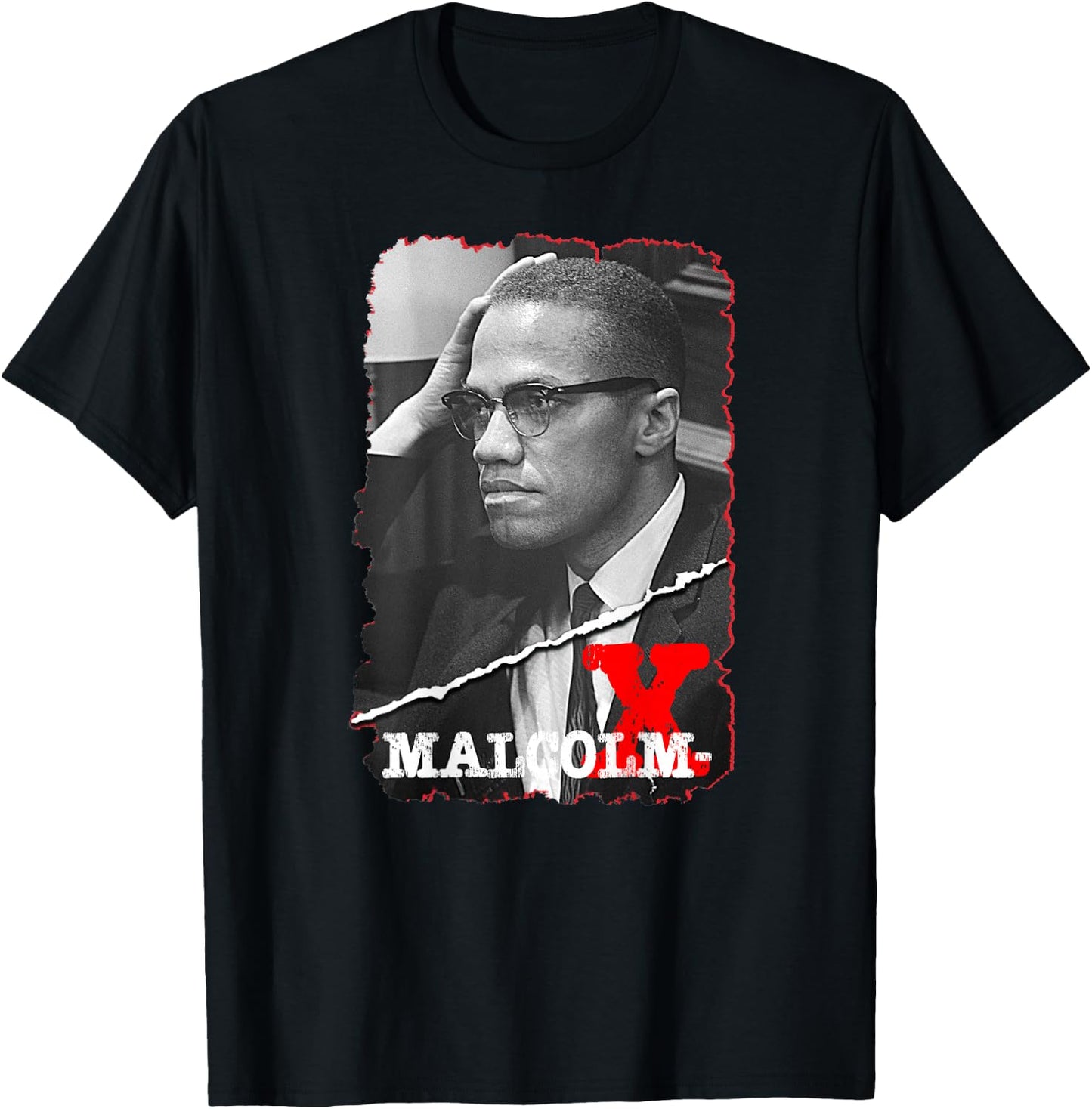 Malcolm X_001_Back Printed , Black, S T-Shirt - T-Shirt | Black