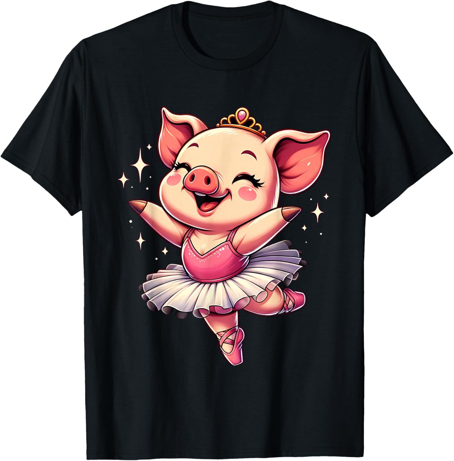 Ballerina Pig Dancing T-Shirt - T-Shirt | Black