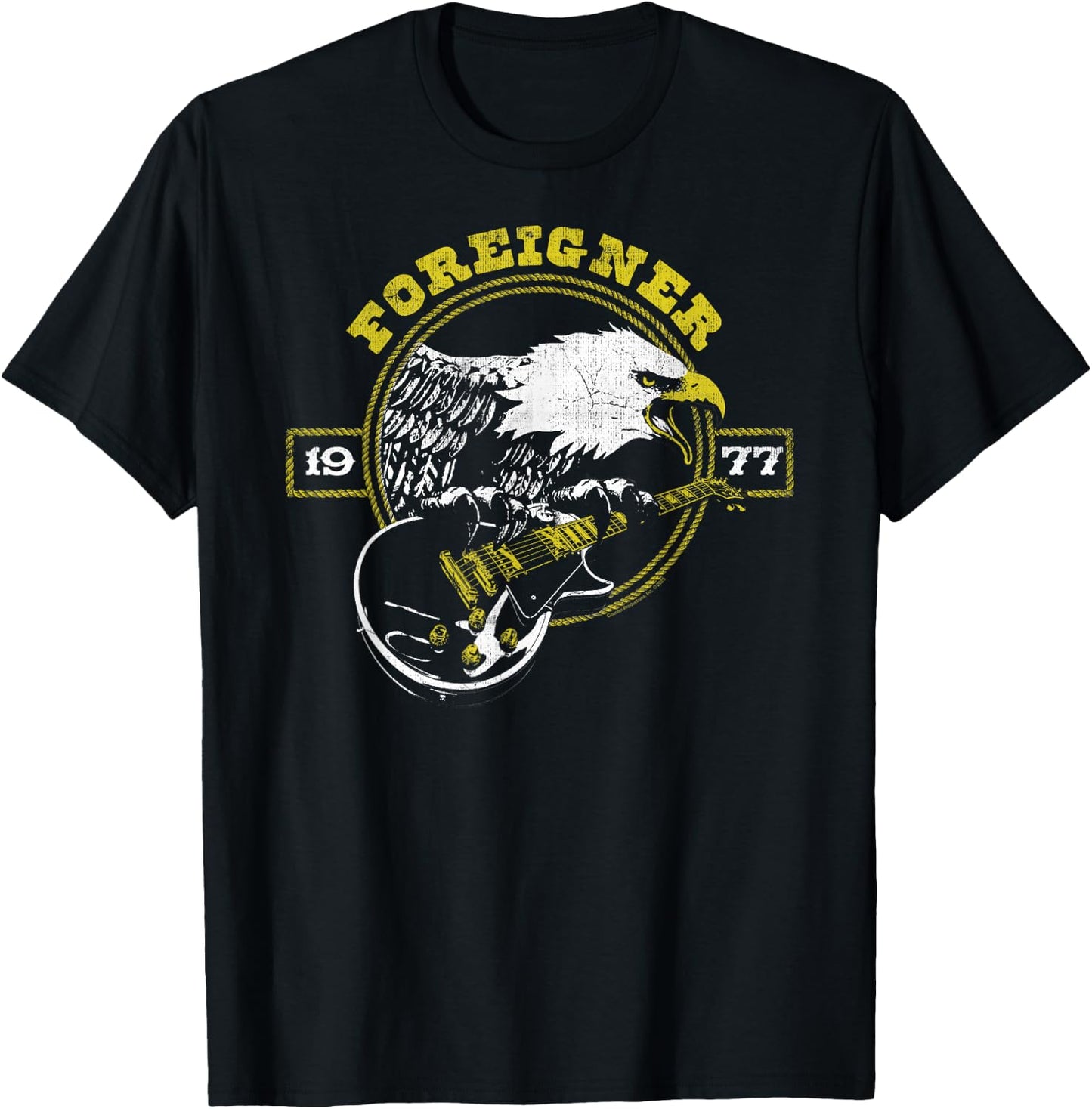 Foreigner 1977 Eagle with Guitar Vintage Band T-Shirt - T-Shirt | Black