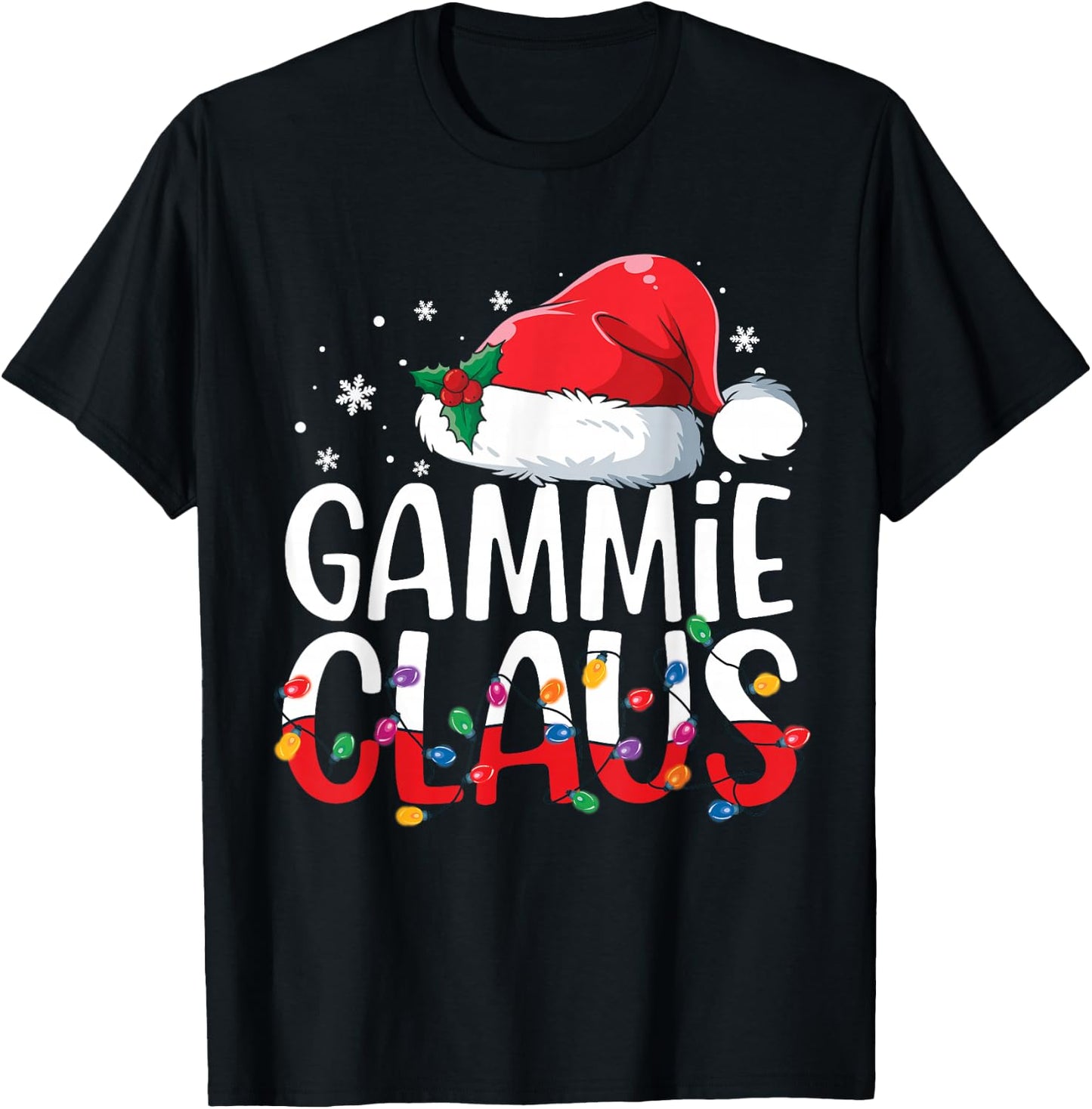 Gammie Claus Family Matching Christmas Pajamas Santa Hat T-Shirt - T-Shirt | Black