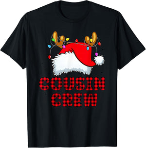 Cousin Crew Christmas 2025 Family Matching Santa Elf Xmas T-Shirt - T-Shirt | Black