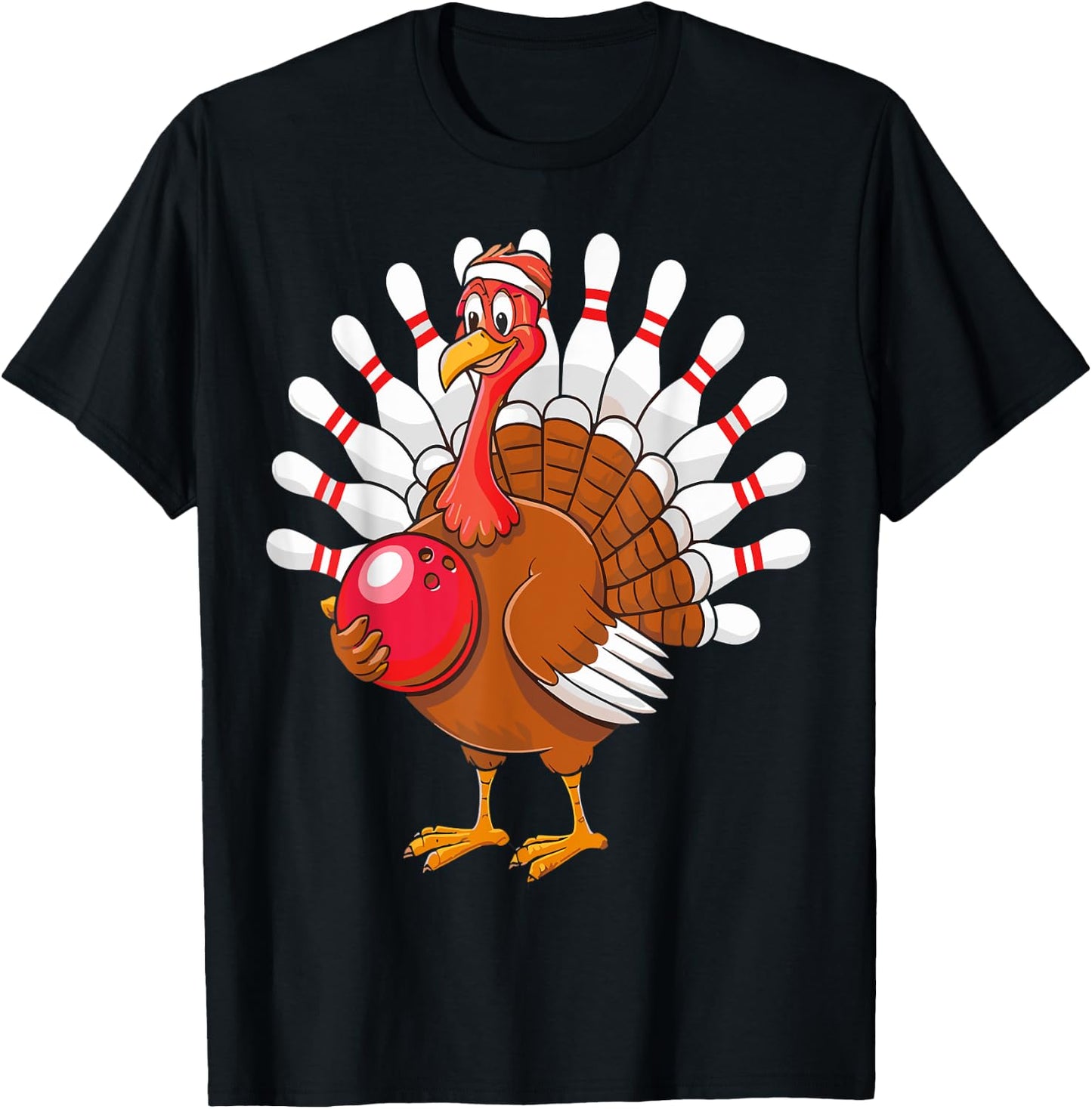 Thanksgiving Turkey Bowling Pin Matching Team T-Shirt - T-Shirt | Black