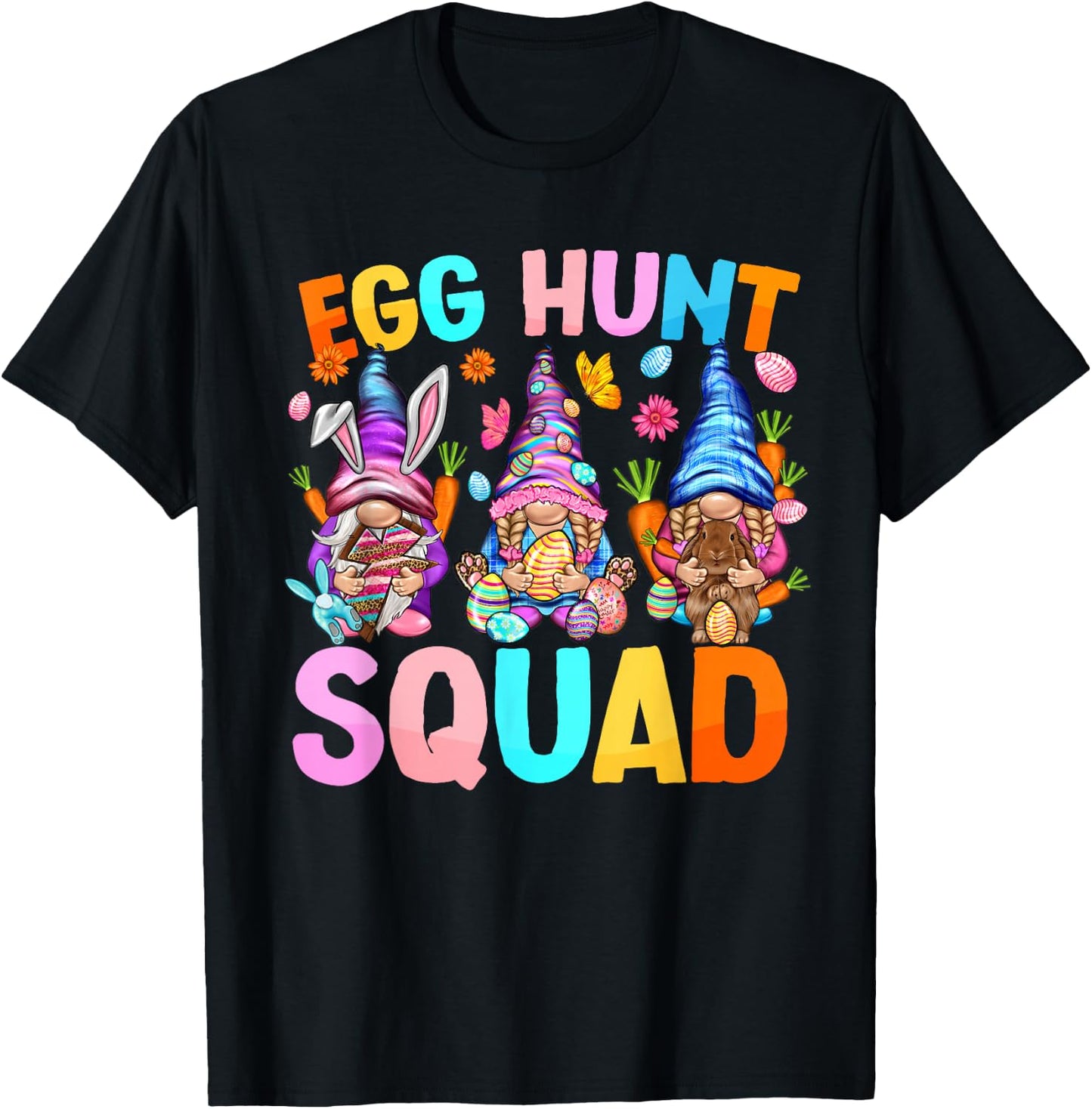 Egg Hunt Sqaud gnome Easter Day Gnome Rabbit Easter gnomies T-Shirt - T-Shirt | Black