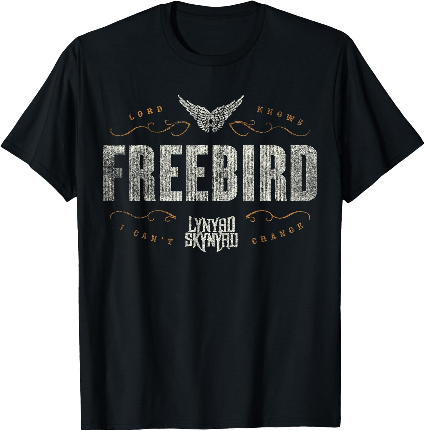 Lynyrd Skynyrd Logo Free Bird Lyrics Classic Rock 70er Retro T-Shirt - T-Shirt | Black