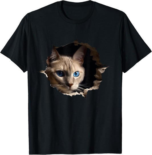 @n!mal Katze Wand Tiere Katzenmotiv Tier Katze Schwarz -Erwachsene und Kinder Klein T-Shirt - T-Shirt | Black