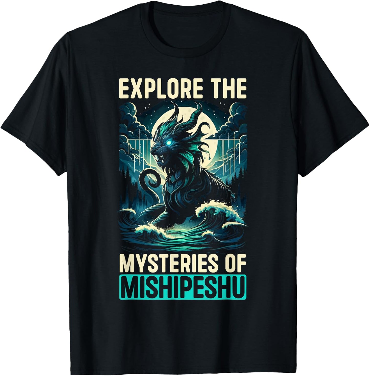 Mishipeshu Mythical Creature Cryptozoology Cryptid T-Shirt - T-Shirt | Black