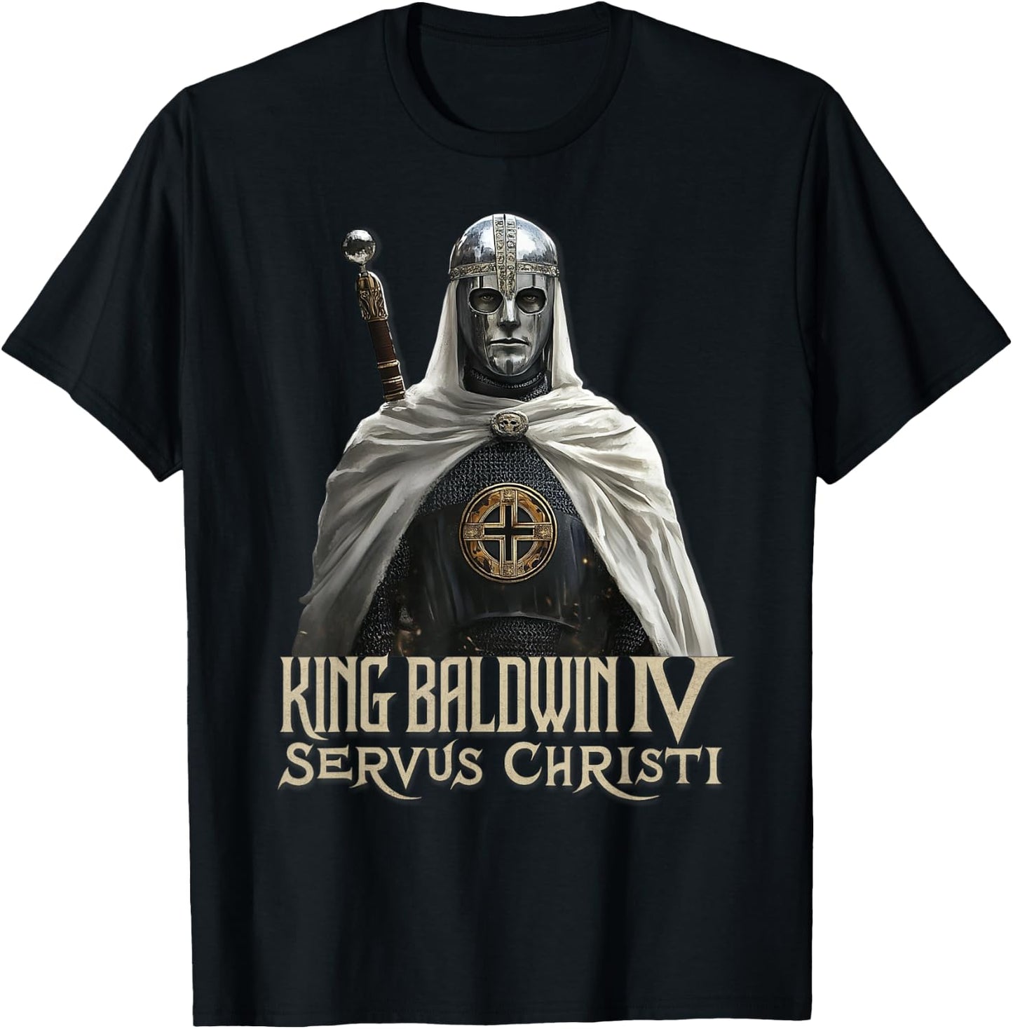 King Baldwin IV Jerusalem Cross Catholic T-Shirt - T-Shirt | Black
