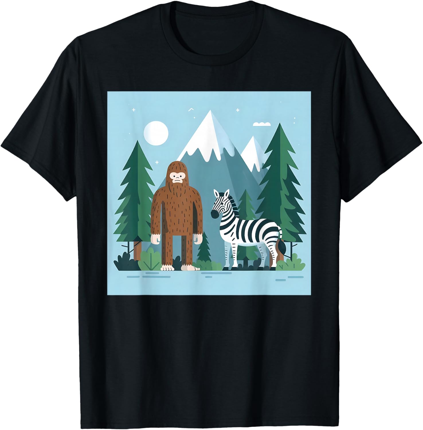 Bigfoot And Zebra Sasquatch T-Shirt - T-Shirt | Black
