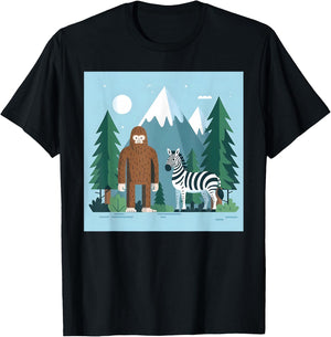 Bigfoot And Zebra Sasquatch T-Shirt - T-Shirt | Black