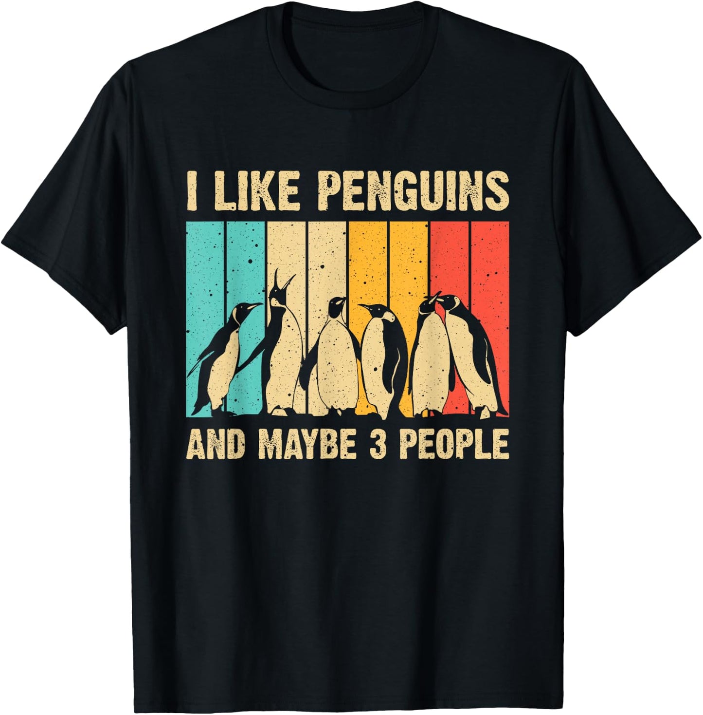 Cute Penguin Design Women Kids Retro Penguin Lover T-Shirt - T-Shirt | Black