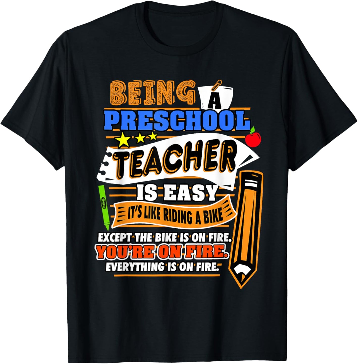 Funny Preschool Teacher Gift Sarcastic Pre-K Men Women Kids T-Shirt - T-Shirt | Black