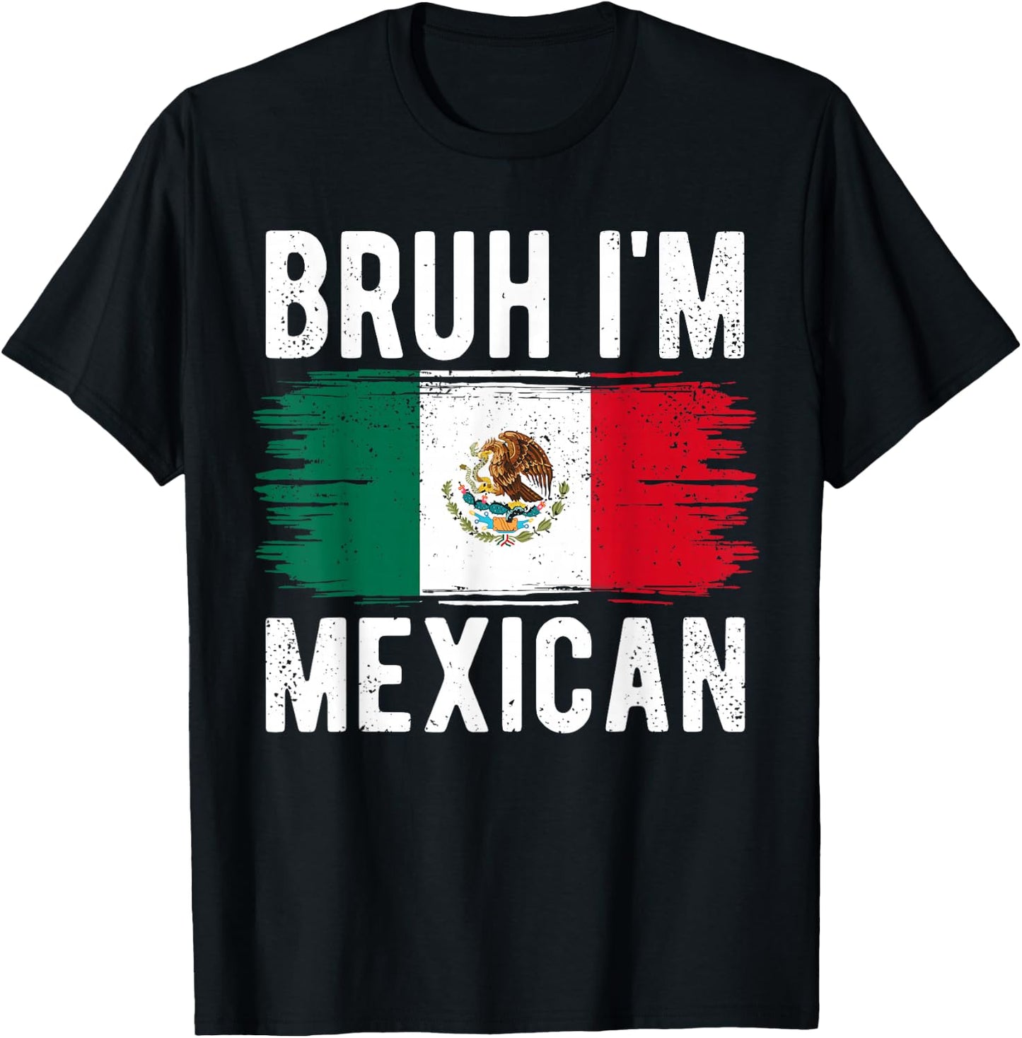 Bruh I'm Mexican Vintage Mexico Flag Funny Mexican Boys Kids T-Shirt - T-Shirt | Black