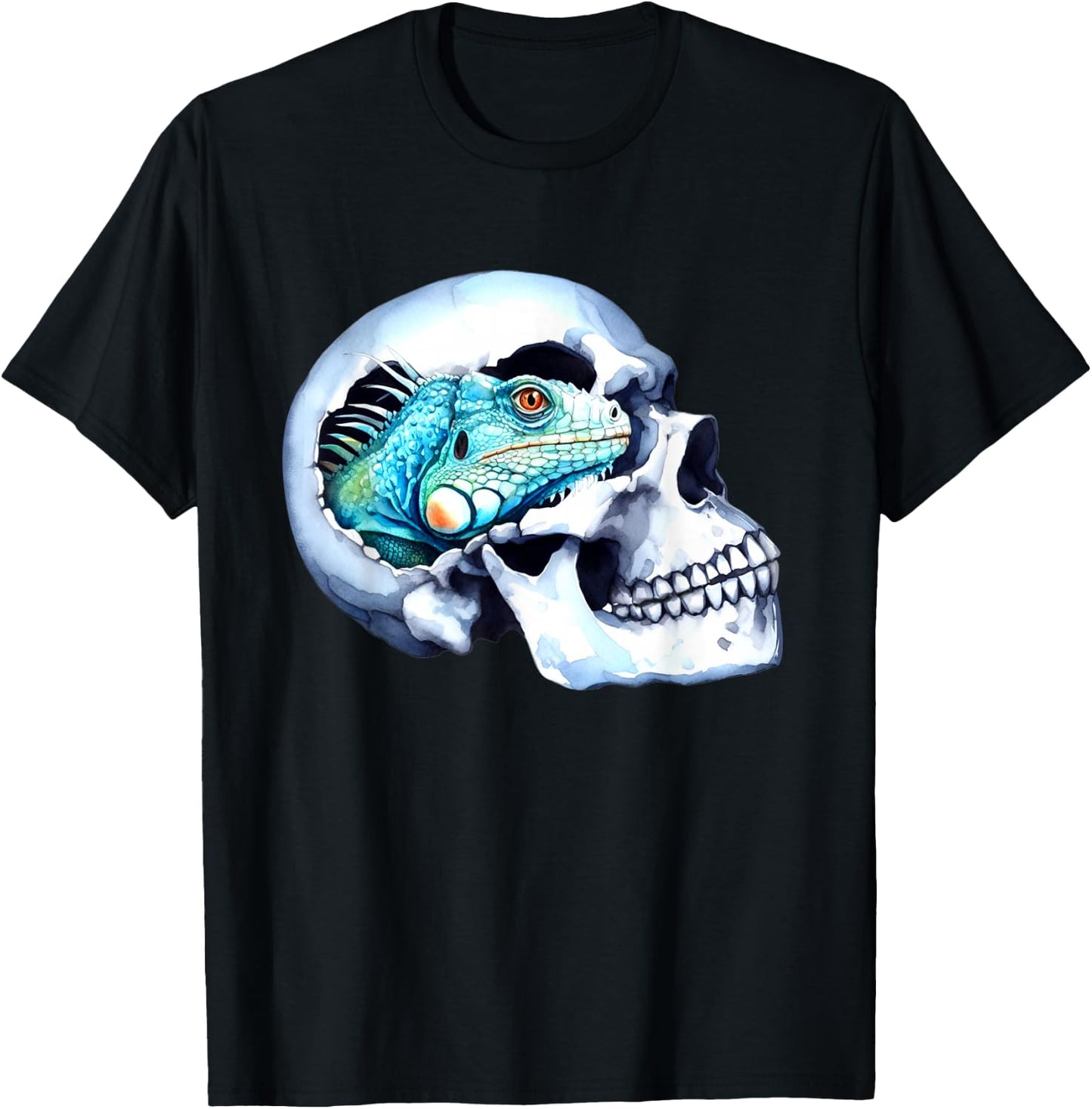 Iguana Skull Pet Lizard Reptile Skull Lovers Design T-Shirt - T-Shirt | Black