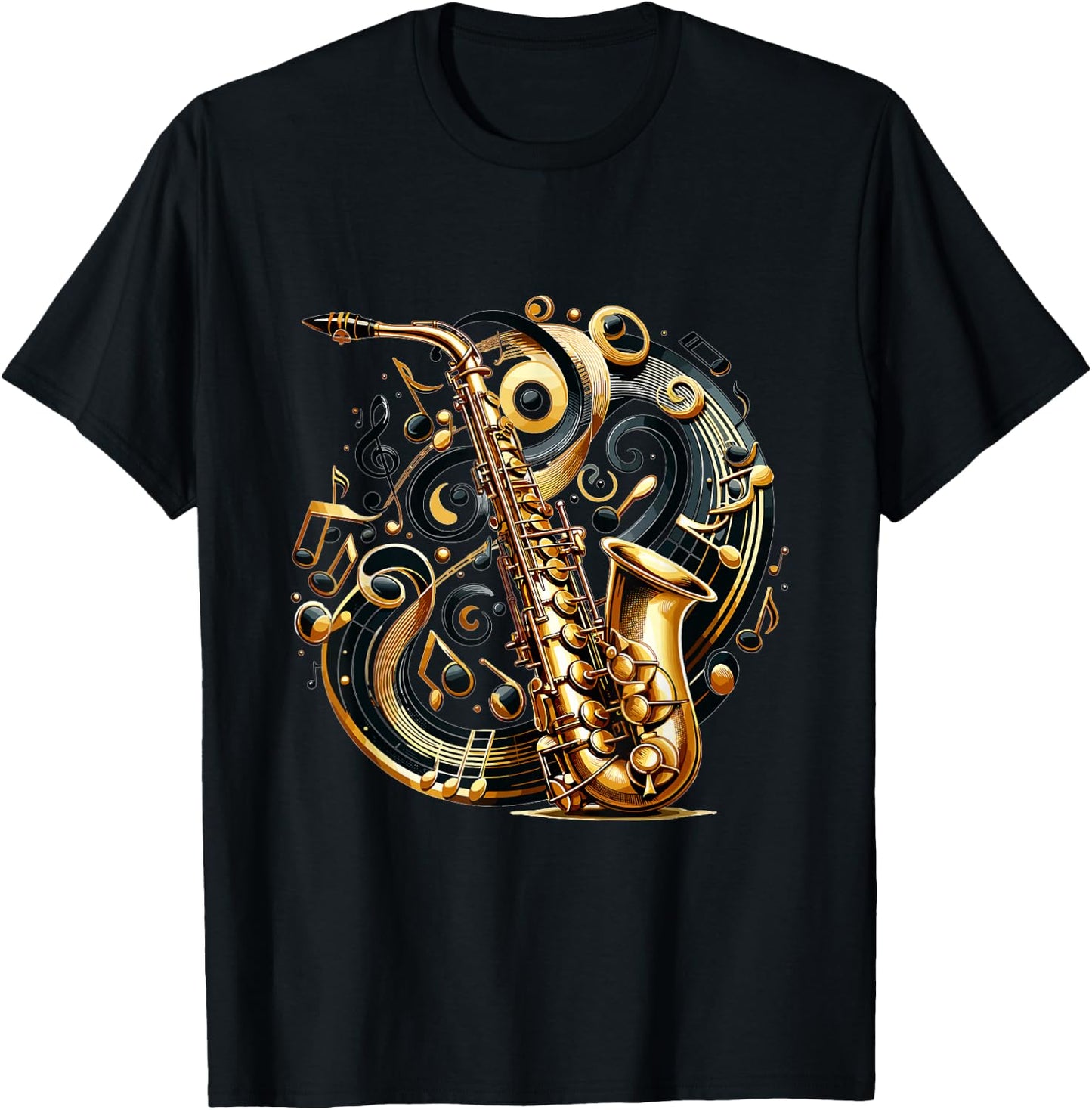Saxophon Symphonie Violinschlüssel Blues Musikliebhaber T-Shirt - T-Shirt | Black