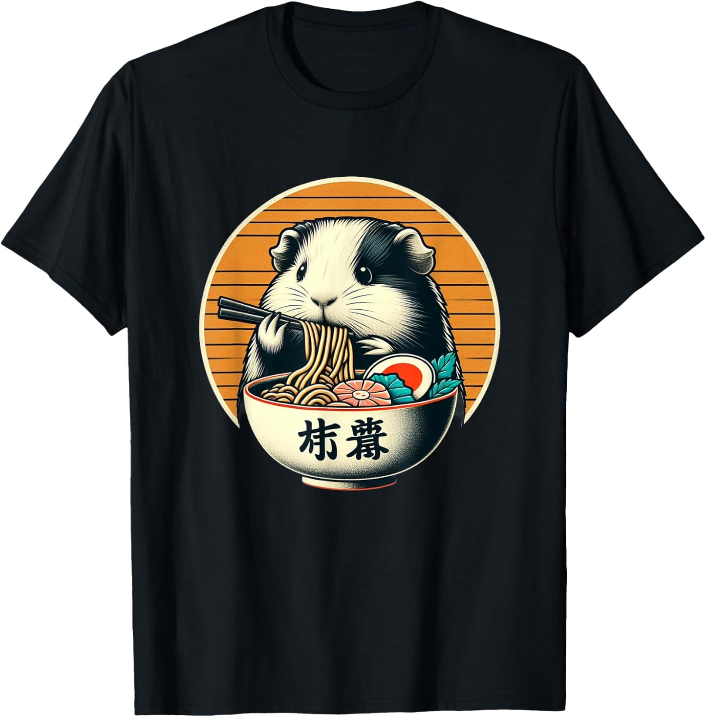 Guinea Pig Ramen Kawaii Neko Japanese Noodles Aesthetic T-Shirt - T-Shirt | Black