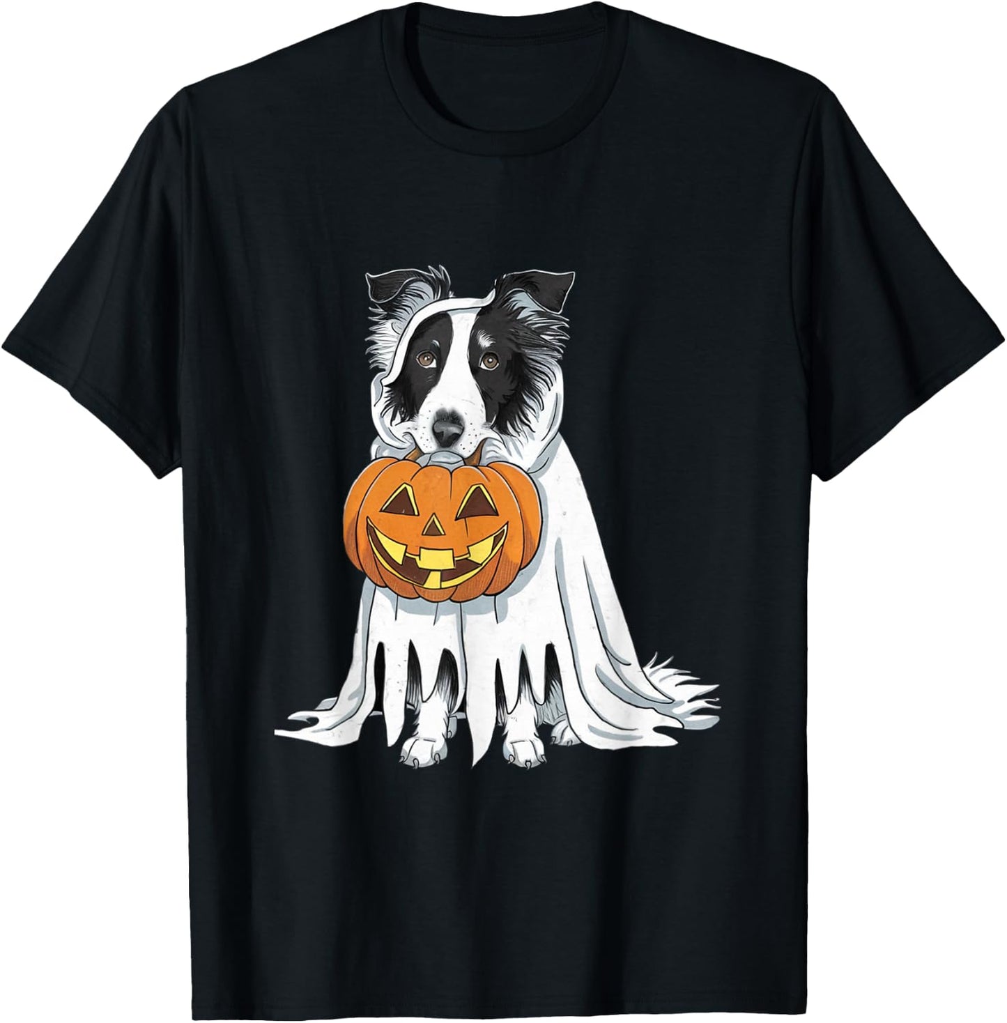 Border Collie Ghost Dog Halloween T-Shirt - T-Shirt | Black