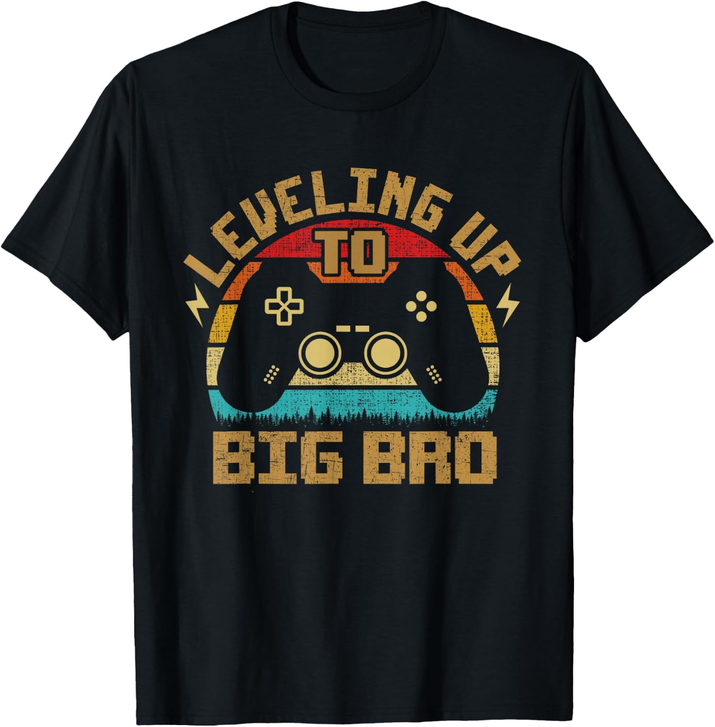Leveling up to Big Bro vintage Gamer Future Brother T-Shirt - T-Shirt | Black