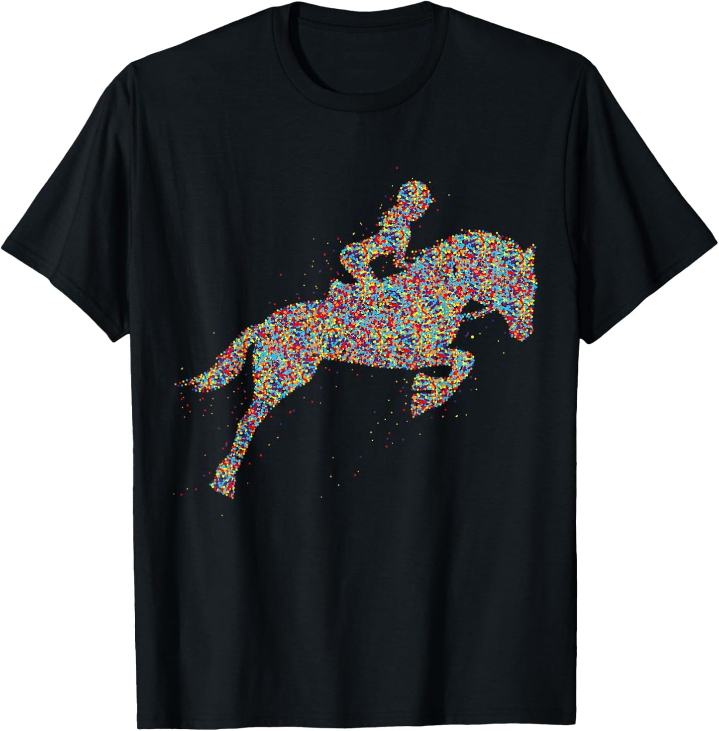Süße Pferdesport & Pferdeliebhaber Geschenke Damen & Mädchen Frauen Reiterin Pferd Schwarz Klein Crew-Ausschnitt Kurzarm Pull-On Klassische Passform 100% Polyester T-Shirt - T-Shirt | Black