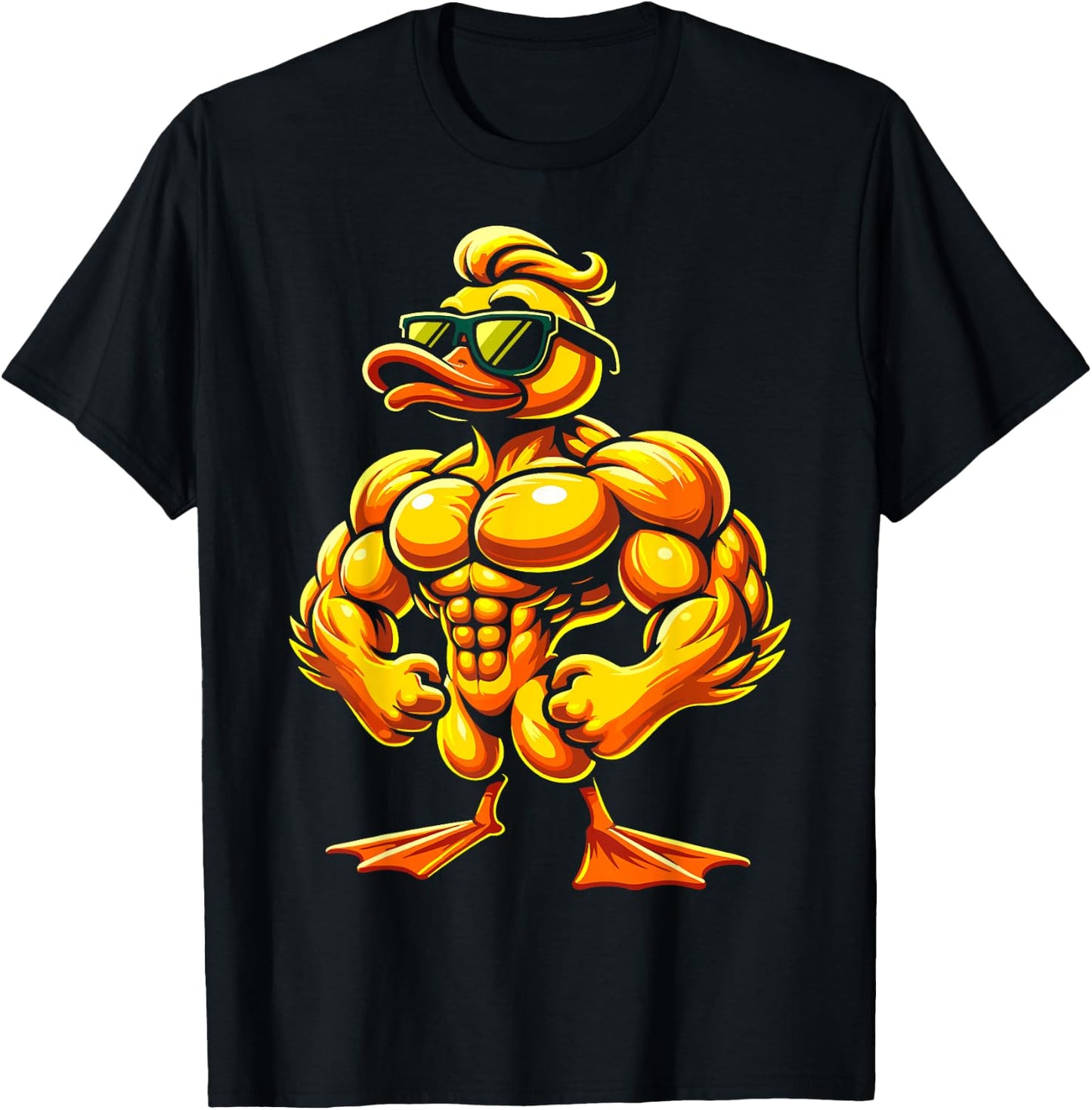 Muscular Rubber Duck with Sunglasses T-Shirt - T-Shirt | Black