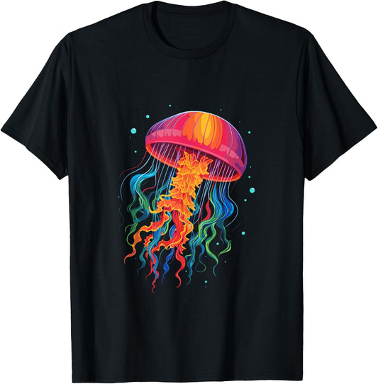 Jellyfish Ocean Animal Scuba Diving Rainbow Jelly Fish T-Shirt - T-Shirt | Black