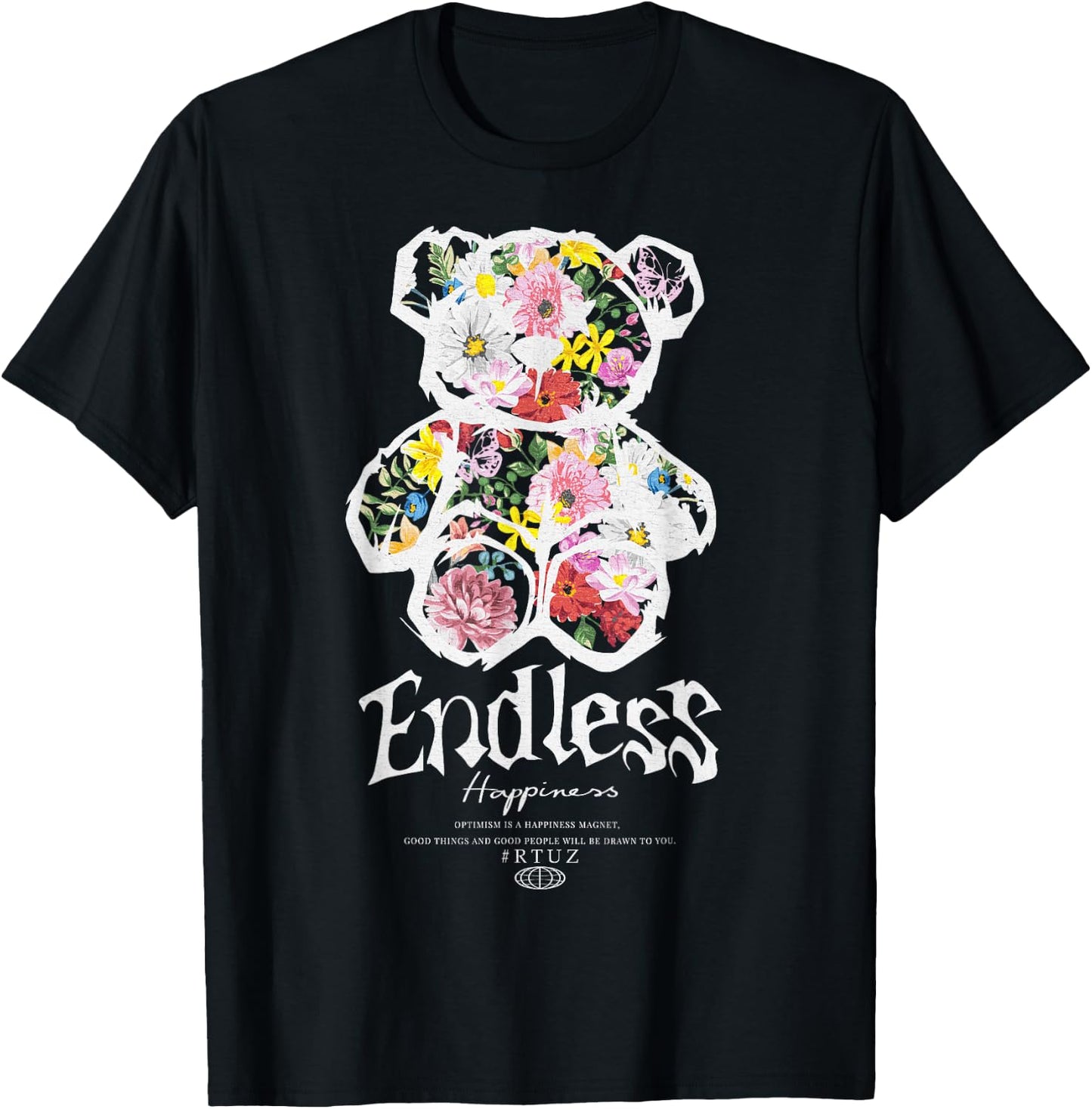 Cute Plush Bear Streetwear Plush Teddy , Black, S T-Shirt - T-Shirt | Black