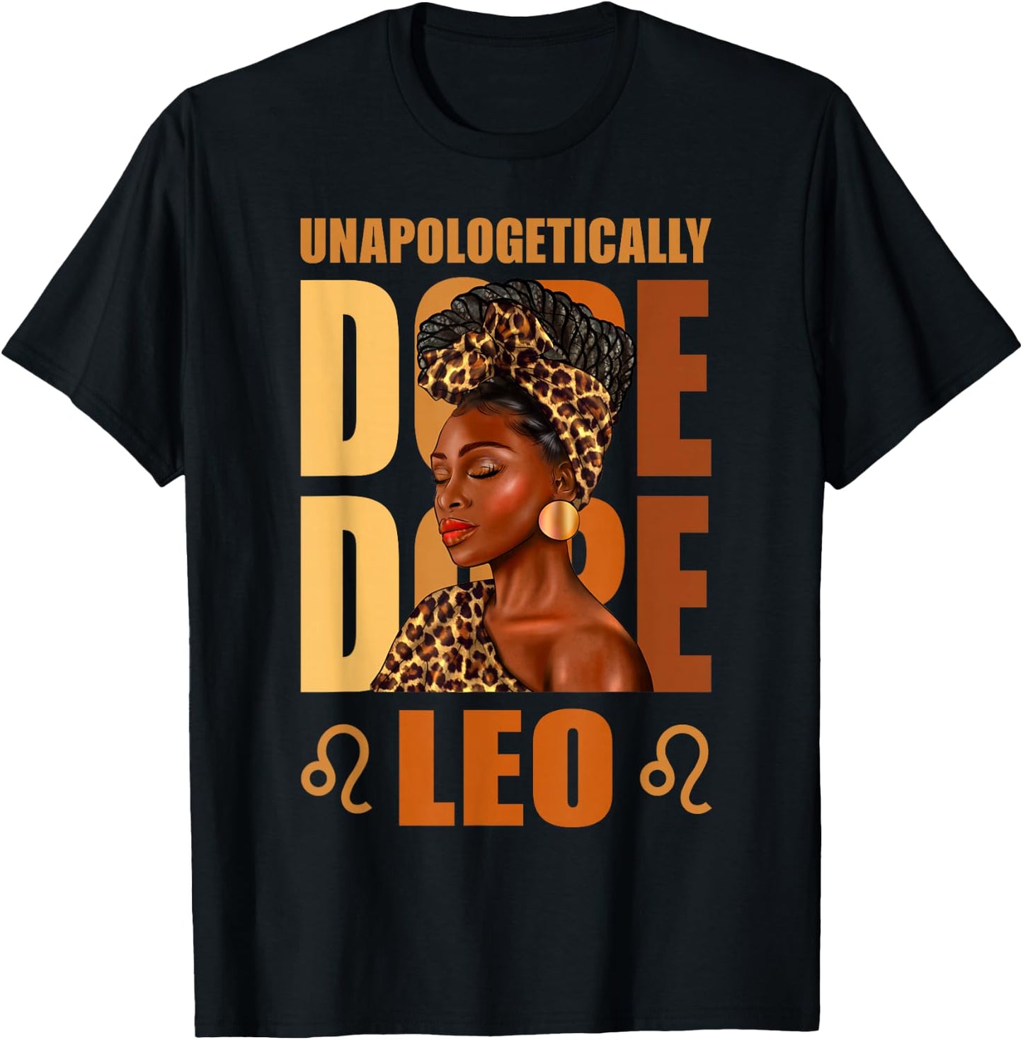 Unapologetically Cool Leo Queen Leopard Afro Women T-Shirt - T-Shirt | Black