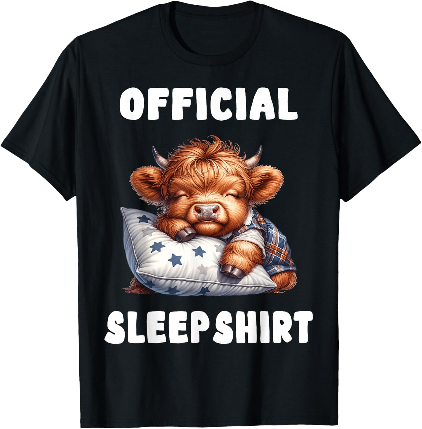 Highland_cow - Official Sleepshirt Pajamas Nightgown T-Shirt - T-Shirt | Black