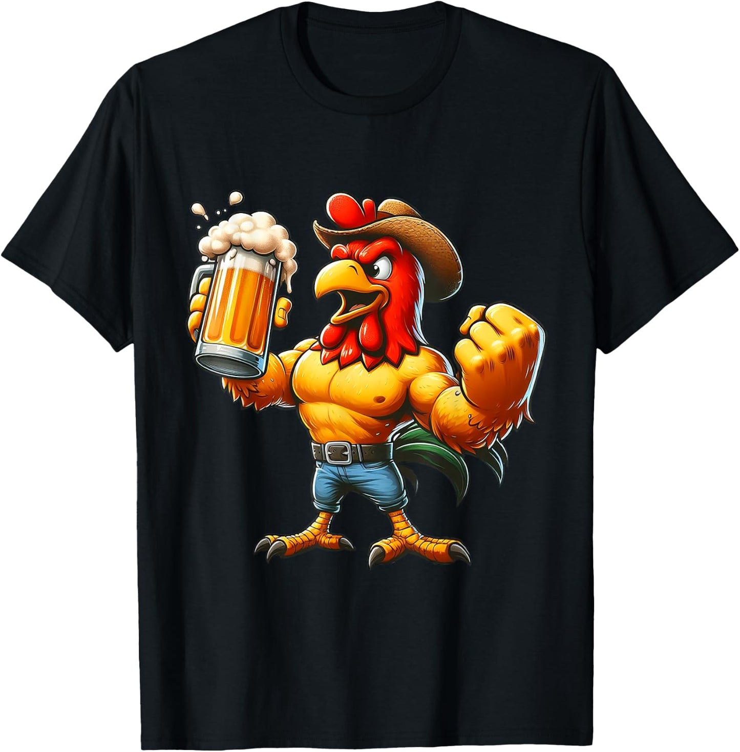 Karate Kick Chicken Beer and Martial Arts Fusion Chickens T-Shirt - T-Shirt | Black