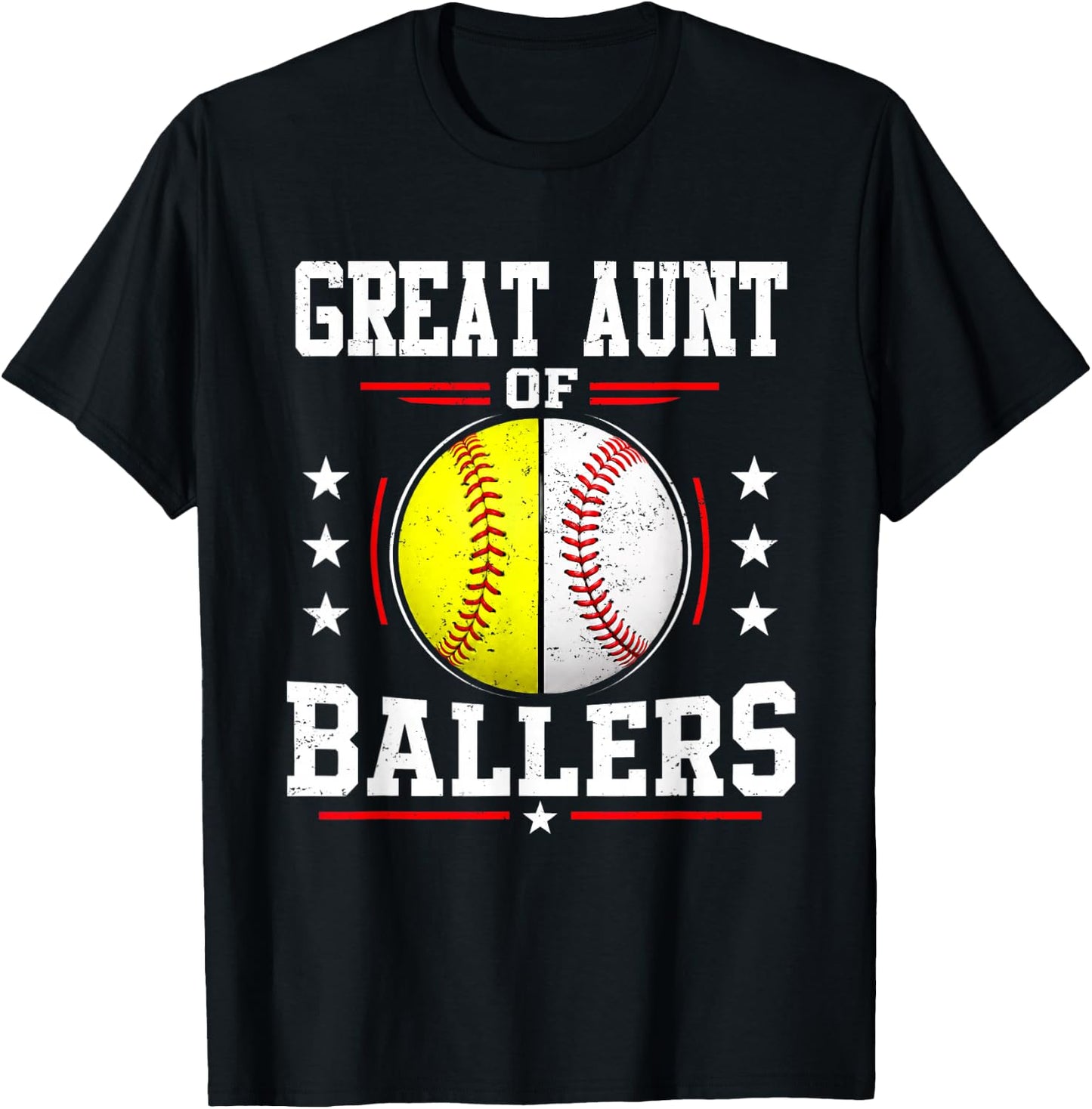 Great Aunt of Ballers Baseball Softball Aunt T-Shirt - T-Shirt | Black