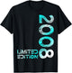 18. Geburtstag Limited Edition Jahrgang 2008 Junge Mädchen T-Shirt - T-Shirt | Black