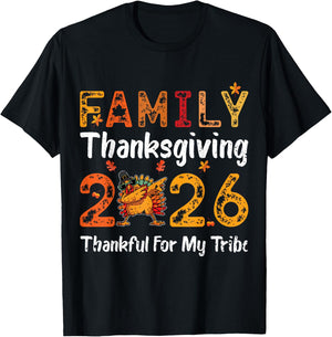 Family Thanksgiving 2026 Thankful for My Tribe T-Shirt - T-Shirt | Black