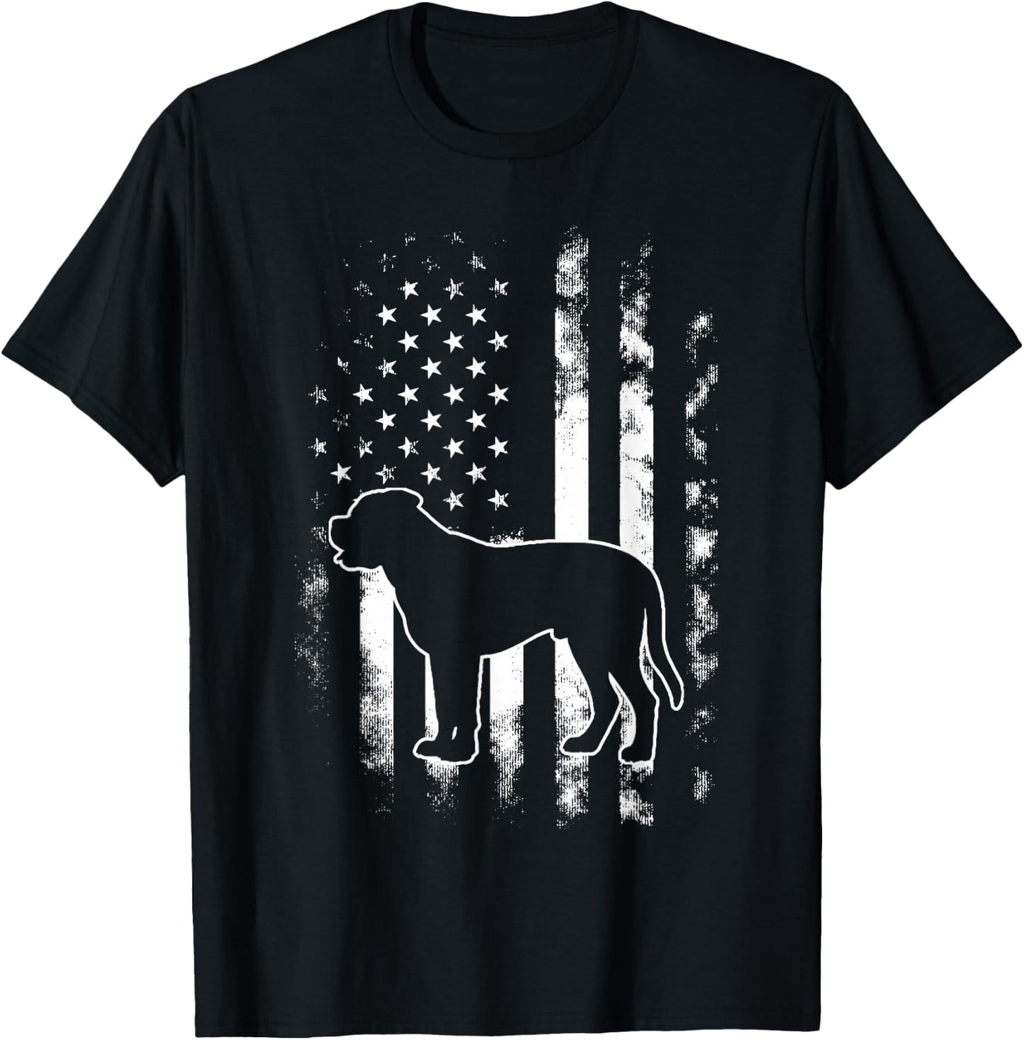 American US Flag Bull Mastiff T-Shirt - T-Shirt | Black