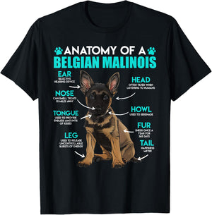 ANATOMY OF A MALINOIS Belgian Shepherd Dog Owners T-Shirt - T-Shirt | Black