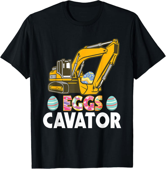 Eggscavator - Construction Truck Easter Sunday Egg Hunting T-Shirt - T-Shirt | Black