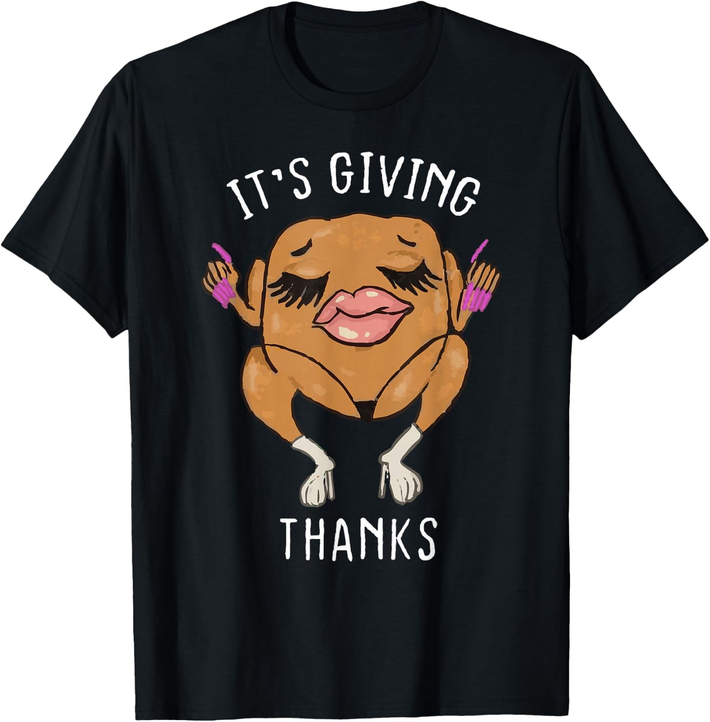 It’s Giving Thanks Turkey Funny Thanksgiving Meme T-Shirt - T-Shirt | Black