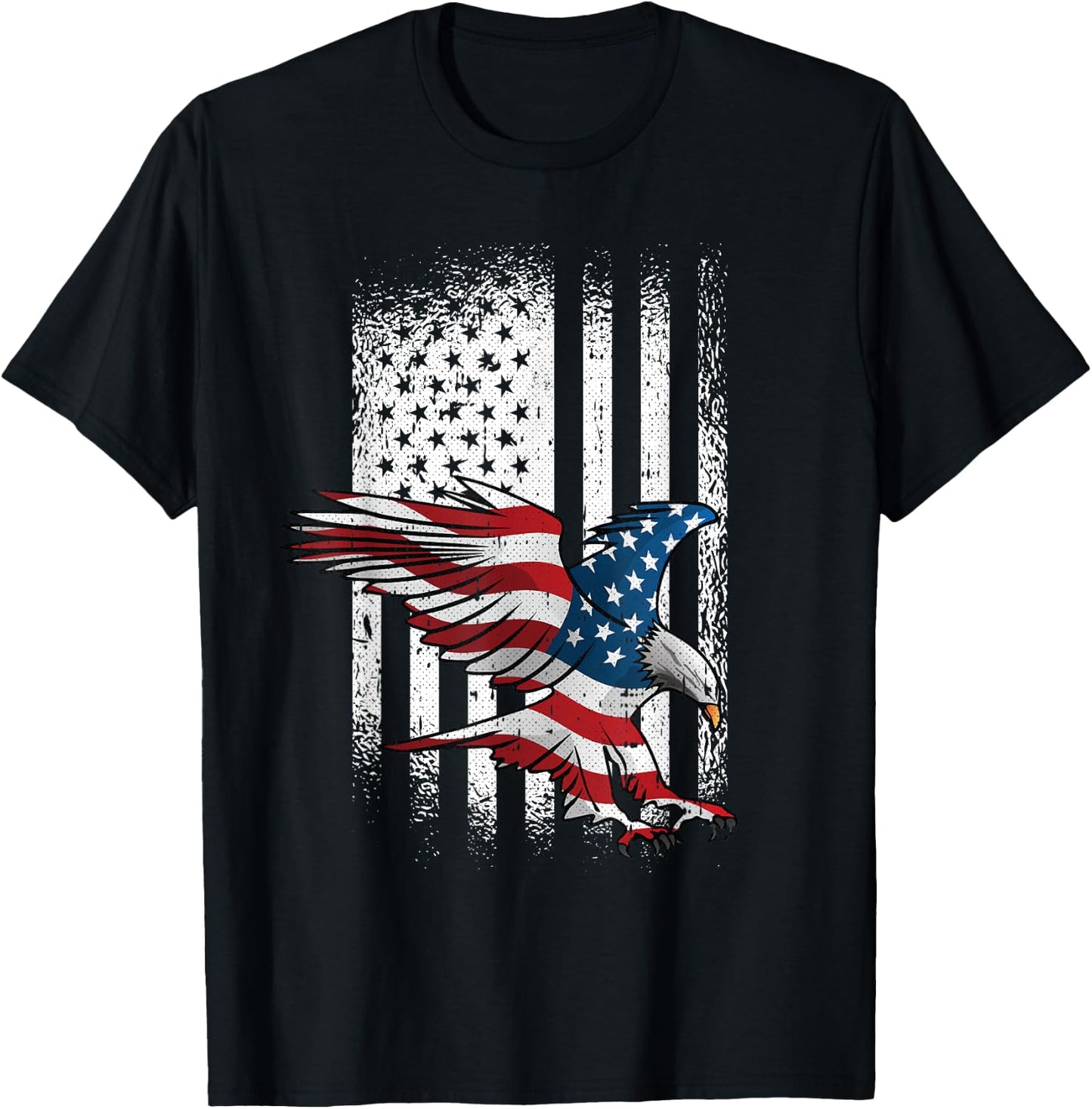 American Flag Eagle 4th Of July Independence Day Patriotic T-Shirt - T-Shirt | Black