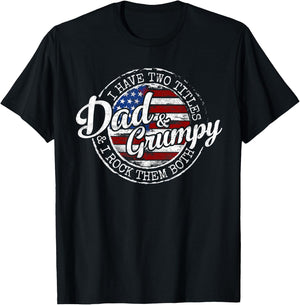I Have Two Titles Dad & Grumpy Vintage Stamp Fathers Day T-Shirt - T-Shirt | Black