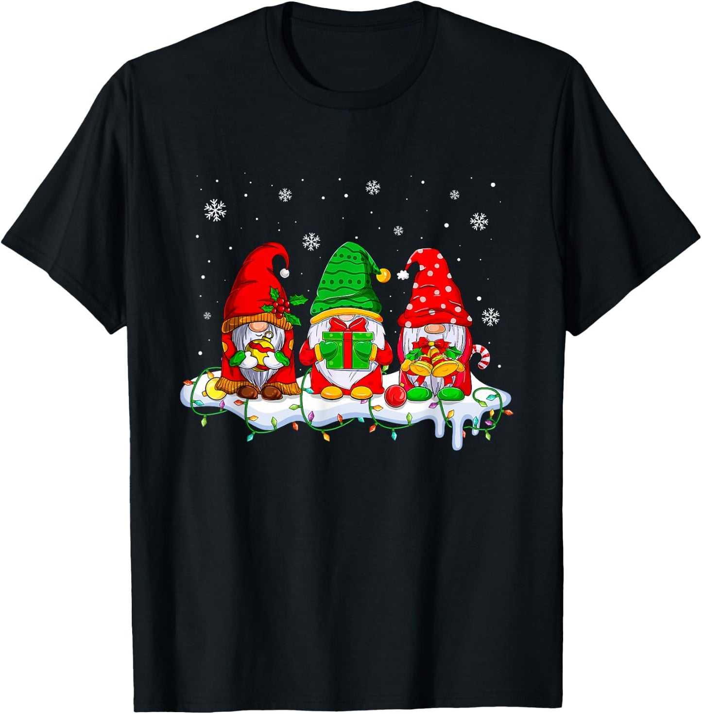 Gnomes Christmas Funny Xmas Pajamas Family Matching Gnomes T-Shirt - T-Shirt | Black