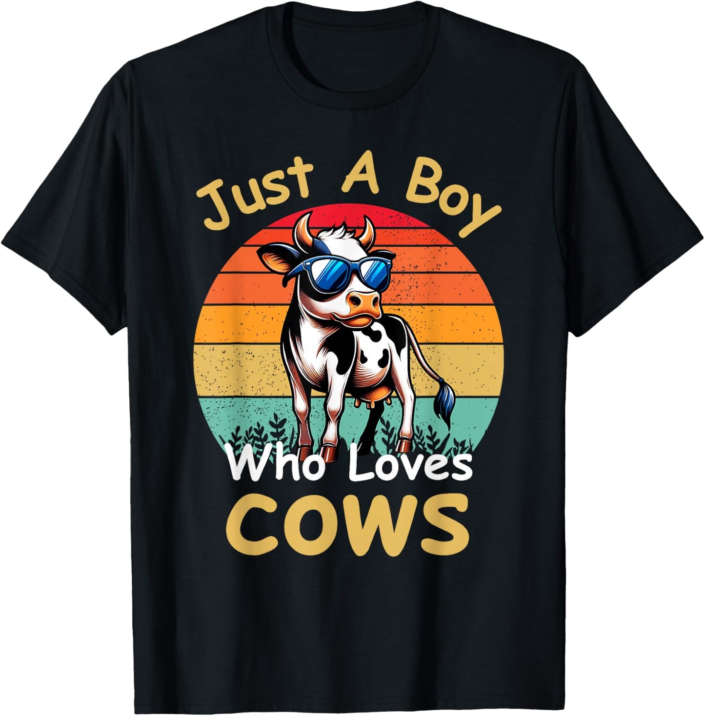 Just A Boy Who Loves Cows for Boys Kids Funny T-Shirt - T-Shirt | Black